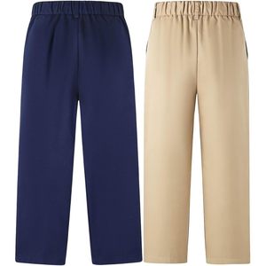 Pantalons chino pour garçons 100% coton, coupe droite, taille élastique, anti-plis, 4-15 ans - Product Image 3