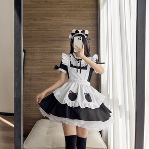Bear Maid Outfit Cosplay Costume Black White Lolita Anime Performance Dress With Cat Ears For Role Play - Product Image 2