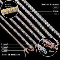 Magnifique Collier Chaîne Tennis Hip-Hop Hommes Femmes en Moissanite VVS Diamant de Laboratoire S925 Argent, Sertie de Pierres Blanches, Disponible en 2 MM, 3 MM, 4 MM, 5 MM