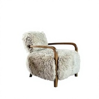 Moderner Schafwoll-Sofa-Sessel mit Massivholzrahmen, Gepolsterter Flauschiger Lounge-Sessel für Wohnzimmer, Schlafzimmer, Hotel, Akzent-Möbel für Zuhause