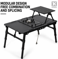 Table IGT, table tactique en alliage d'aluminium, table pliable portable réglable en hauteur avec panneaux modulaires IGT en bois de hêtre