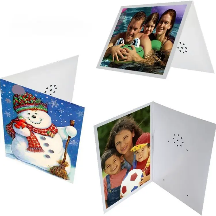 Factory OEM blank folded 30 seconds voice recording greeting card for DIY gifts