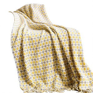 Acrylic Houndstooth Throw Blanket Knitted Tassel Blanket Decorative <b>Sofa</b> <b>Bed</b> <b>Cover</b> for Home Travel - Product Image 4