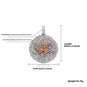 สร้อยคอแบบเดียวกับ <span class=keywords><strong>ASEN</strong></span> Aizhiheng จี้รูปตัว T ขนาดใหญ่ประดับเพชรซิร์คอนเต็มแผ่น ดีไซน์หนาม สไตล์ฮิปฮอป พร้อมเชือกคล้องคอ สำหรับผู้ชาย ดีไซน์เฉพาะตัว - Product Image 4