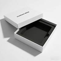 Boîte en carton noir sur mesure pour emballage de luxe de cosmétiques et de parfums, avec couvercle et base en verre gaufré pour flacon vide de crème pour le visage