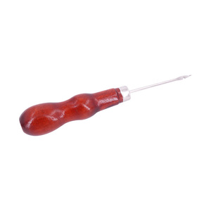 Wooden Handle Awl Stainless Steel Double Gourd Hook For Hand Sewing Shoe Stitching DIY <b>Tool</b> - Product Image 4