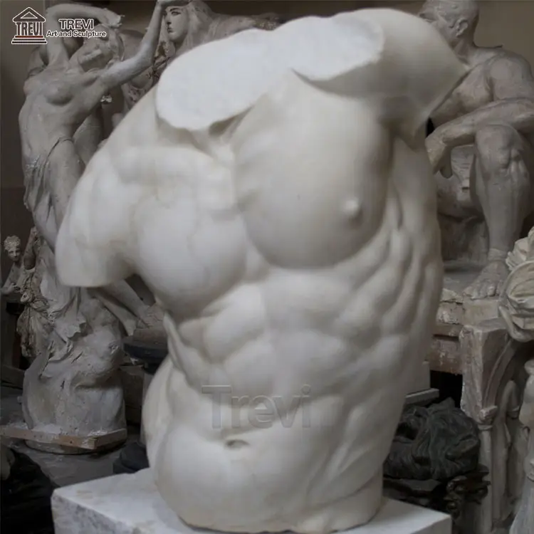 Natural Stone Decorative Nude Male Torso Sculpture Marble Busts