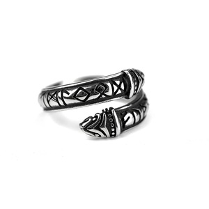 Joyería Europea Americana, Anillo Abierto de Acero Inoxidable con Doble Cabeza de Dragón Vikingo Nórdico, Estilo Runa y Hip-hop, Unisex - Product Image 5
