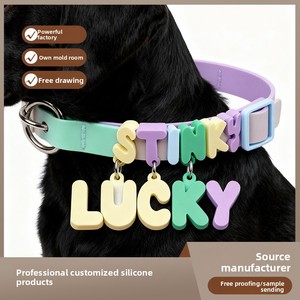 Premium-Qualität Hundezubehör-Hersteller DIY-Buchstaben Verstellbare Wasserdichte Personalisierte Design-Silikon-Hundehalsbänder - Product Image 5