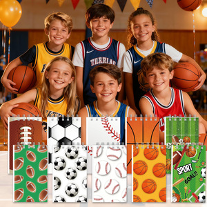 Combination Ball Theme Student Pocket Spiral <b>Notebook</b> Portable Mini Notepad Cartoon Design 10pcs <b>Set</b> - Product Image 4