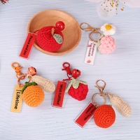Nouveaux Boutons de Manchette Sportifs et Mignons en Crochet Motif Fruits (Kaki et Fraise) – Breloques pour Voiture et Sac – Quatre Saisons