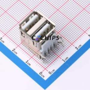 XDUF-0421-09 USB Connector Bent Lead Through Hole Connector Type-A USB 2.0 Female Right Angle Insert - Product Image 1