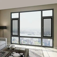 Ventanas Abatibles de Aluminio de Alta Calidad para Villas, Ventanas de Doble Acristalamiento, Resistentes a Huracanes, con Vidrio Templado