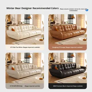 Ji&2025 Nouveau modèle Canapé une place en cuir véritable style crème européen luxe léger pour salon - <span class=keywords><strong>Olympia</strong></span> Multifonctionnel - Product Image 4