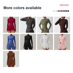 Chaqueta de Yoga de manga larga de secado rápido para mujer, <span class=keywords><strong>abrigo</strong></span> deportivo transpirable de alta calidad con cremallera ajustada para correr - Product Image 5