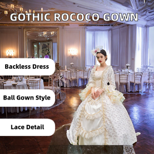 Vestido de Gala Gótico Rococó Ecoparty, Vestido de Noche Formal de Satén con Puntos, Vestido Victoriano para Reenactment, Baile de Graduación y Teatro, Ropa Femenina - Product Image 2