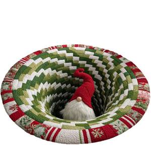 Tapis de sol rond en velours cristal 3D à motif visual, résistant aux taches et lavable, pour la maison - Collection Noël - Product Image 1