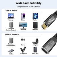 Cable de Carga Rápida Syong USB4.0 8K60Hz Tipo-C Macho a Tipo-C Hembra con Trenzado de Nailon, Compatible con Laptop, Mesa y Monitor