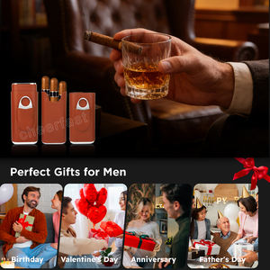 Étui à cigares parfait pour <span class=keywords><strong>3</strong></span> cigares, étui à cigares avec coupe-cigares, étui à cigares de voyage et kit de poche - Product Image 5