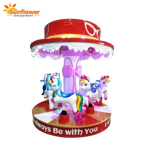 Mini 3D cưỡi ngựa Carousel 220V kim loại & sợi thủy tinh Kiddie vui vẻ đi vòng 1 năm bảo hành máy trò chơi - Product Image 2