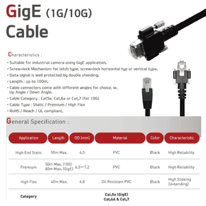 GigE Cable 1G 10G Cat5e Cat6a Cat7 Ethernet Patch Cord <b>Black</b> PVC Industrial Camera Use Screw Lock Connector High Reliability - Product Image 1