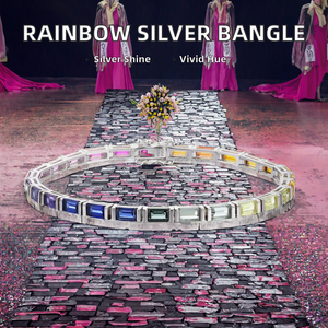 Anster S925 Pulseras de Plata con Dijes para Mujer, Bañadas en Rodio, Serie Arcoíris, Zirconia, Brazaletes Vintage de Declaración, Coloridos, Perfectos para Enamorados - Product Image 2