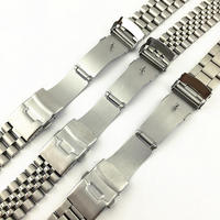 20mm 22mm Bracelet en métal plaqué or à bout incurvé en acier inoxydable massif brossé avec fermoir papillon plongeur