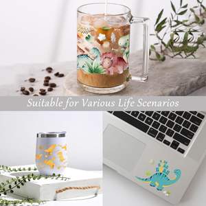 Envolturas para Vasos UV DTF, 8 Hojas, Diseño de Dinosaurios Coloridos, Impresión UV, Pegatinas Impermeables, 16 oz, Vasos de Vidrio DIY, Botella de Agua - Product Image 3