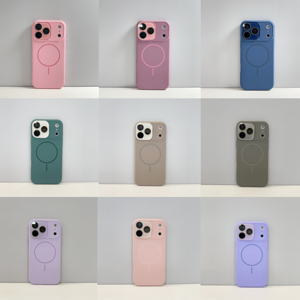 Cover per Telefono in Silicone Liquido di Alta Qualità, Sensazione Pelle, Colore Puro, Sottile, con Cornice Magnetica in <span class=keywords><strong>Vetro</strong></span> per <span class=keywords><strong>iPhone</strong></span> 17 16 Pro Max 17Air - Product Image 4