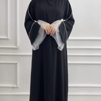 Mexizo Nouvelle Arrivée Vêtement Islamique Ramadan Femme Élégante Abaya Noire Fermée Nida Dentelle, Robe Musulmane Abaya de Dubaï pour Femme