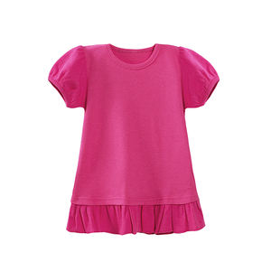 T-shirt en jersey de coton pour filles, col en O imprimé décontracté avec ourlet à manches bouffantes à volants, design à manches courtes pour enfants - Product Image 6
