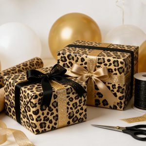 Gold Leopard Print Wrapping <b>Paper</b> Roll 1 Sq Ft Gift Wrap For Birthday Bachelorette Party Craft Use - Product Image 4