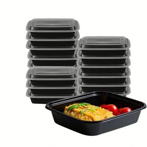 En stock : Contenant alimentaire américain transparent noir sans BPA, compatible congélateur, avec couvercle, pour supermarché, aliments froids et pique-niques - Product Image 1