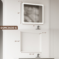 Armoire à pharmacie à double porte 36 pouces avec miroir LED intelligent pour salle de bain, fixation murale, anti-buée, variateur d'intensité, interrupteur tactile