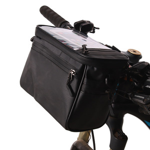 Bolsa negra para manillar de bicicleta con diseño impermeable y bolsillo para teléfono para almacenamiento de equipo de ciclismo y transporte al hombro - Product Image 3
