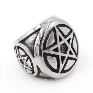 Bague pour homme RC45 Tiyo en acier inoxydable plaqué argent 925, style punk, motif étoile, design géométrique, bijou cadeau - Product Image 4
