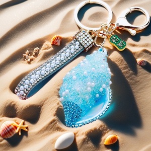 Porte-clés Coquillage Bling en Gros, Porte-clés Strass, Grand Porte-clés Conque de Plage, Porte-clés en Cristal, Porte-clés Pendentif Métallique - Product Image 4