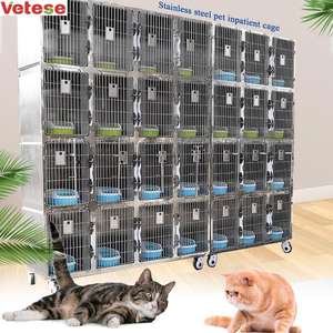 Kafesleri paslanmaz çelik kafes toptan veteriner kafes köpek tekerlekler evcil hayvan taşıyıcıları - Product Image 2