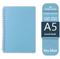 Carnet à spirales imperméable en PP, fournitures scolaires, journal ligné, cahier d'écriture pour étudiants, impression recto-verso