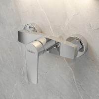 Robinet de douche mural thermostatique simple en laiton poli noir, design contemporain et luxueux, avec douchette à valve céramique