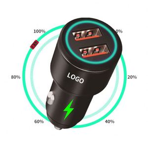 Double <b>USB</b> Port Car Charger Custom Logo Metal Fast Charging <b>USB</b> and Type <b>C</b> Charger <b>Adapter</b> for Business - Product Image 3