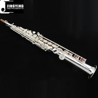 2023 Jingying Music Brass Wind Instruments,Brass Material Overall Silver Plating Classic Soprano Saxophone