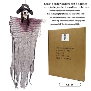 Décoration suspendue fantôme pirate à un œil lumineux, effrayant, à capteur électrique, alimenté par piles, pour Halloween, maison hantée pour adultes - Product Image 5