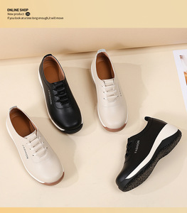 Chaussures <span class=keywords><strong>compensées</strong></span> <span class=keywords><strong>basses</strong></span> à bout rond pour femmes Sneaker à lacets pour dames Chaussures décontractées - Product Image 3