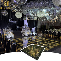 Piste de danse LED étoilée de luxe, éclairage doré romantique, scène féerique miroir pour mariage
