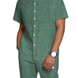 Ensemble de vêtements de sport pour homme vintage, demi-boutonné, extérieur, couleur unie, imprimé, tissu tricoté, séchage rapide, 100% polyester - Product Image 2