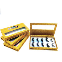Boîte à cils de vison 3d, étiquette privée personnalisée, à paillettes or avec votre propre logo, 5 paires de boîtes, livre à cils vide, 25mm