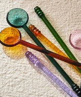 Cuillère à mélanger personnalisée en verre à haute teneur en borosilicate de couleur bonbon mignon Agitateurs de thé expresso en verre