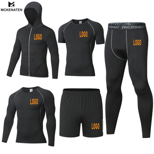 Magliette a Compressione da <span class=keywords><strong>Uomo</strong></span> per Fitness e Sport, Traspiranti e ad Asciugatura Rapida, con Logo e Collo Rotondo - Product Image 1