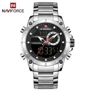 นาฬิกา NAVIFORCE แบรนด์ดังระดับท็อป นาฬิกาข้อมือผู้ชายหรูหรา กันน้ำ ระบบควอตซ์ ดิจิตอล LED นาฬิกาสปอร์ต สายสแตนเลส รุ่น 9163 - Product Image 5
